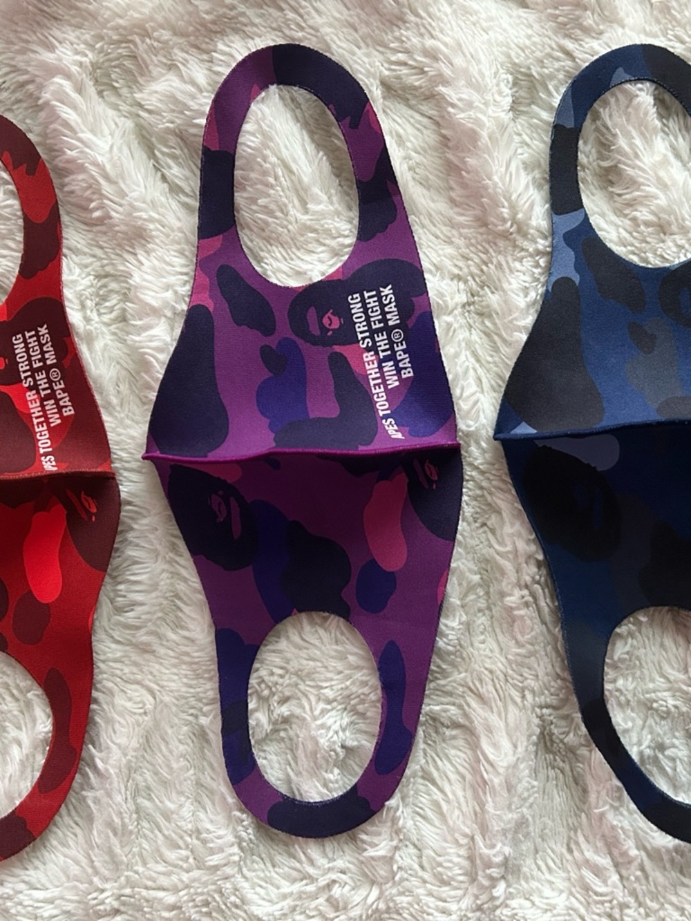 Bape A Bathing Ape Face Mask Set Of Three (3) Authentic Camo Print One Size - Picture 4 of 5